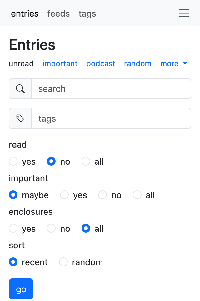 main page – more filters (light mode)