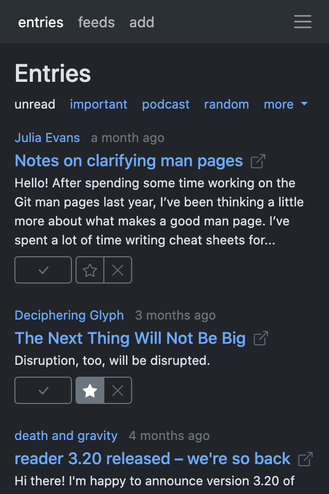 main page (dark mode)