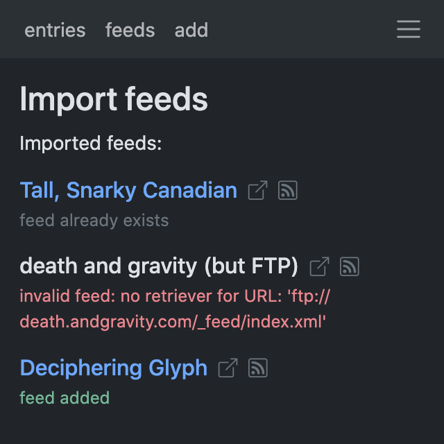 import feeds (result)